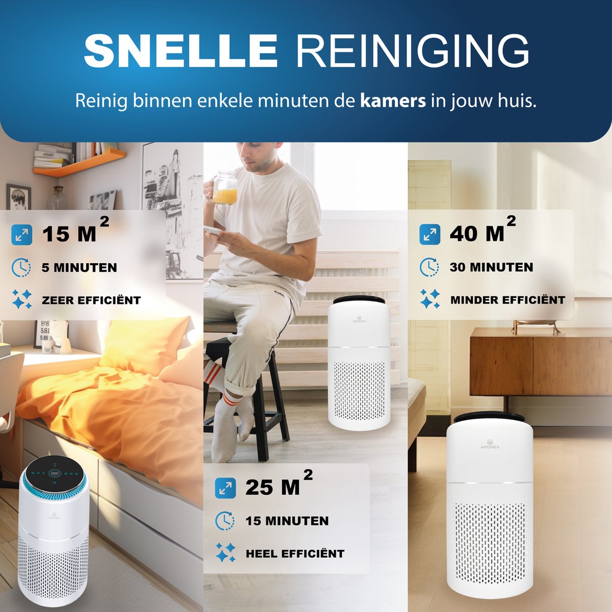 Luchtreiniger Aironex met HEPA filter