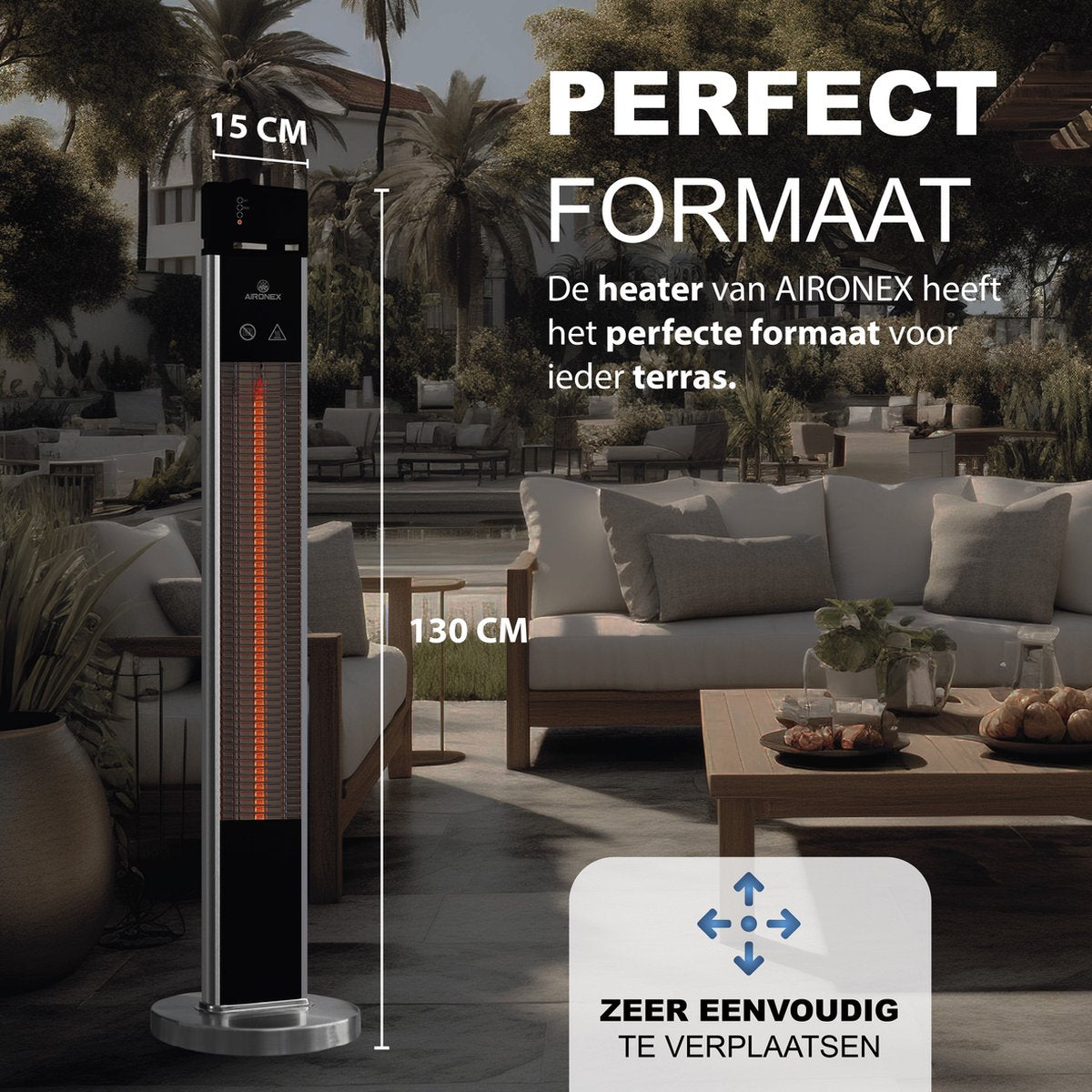 Aironex Infrarood Heater Staand - Luxe Terrasverwarmer