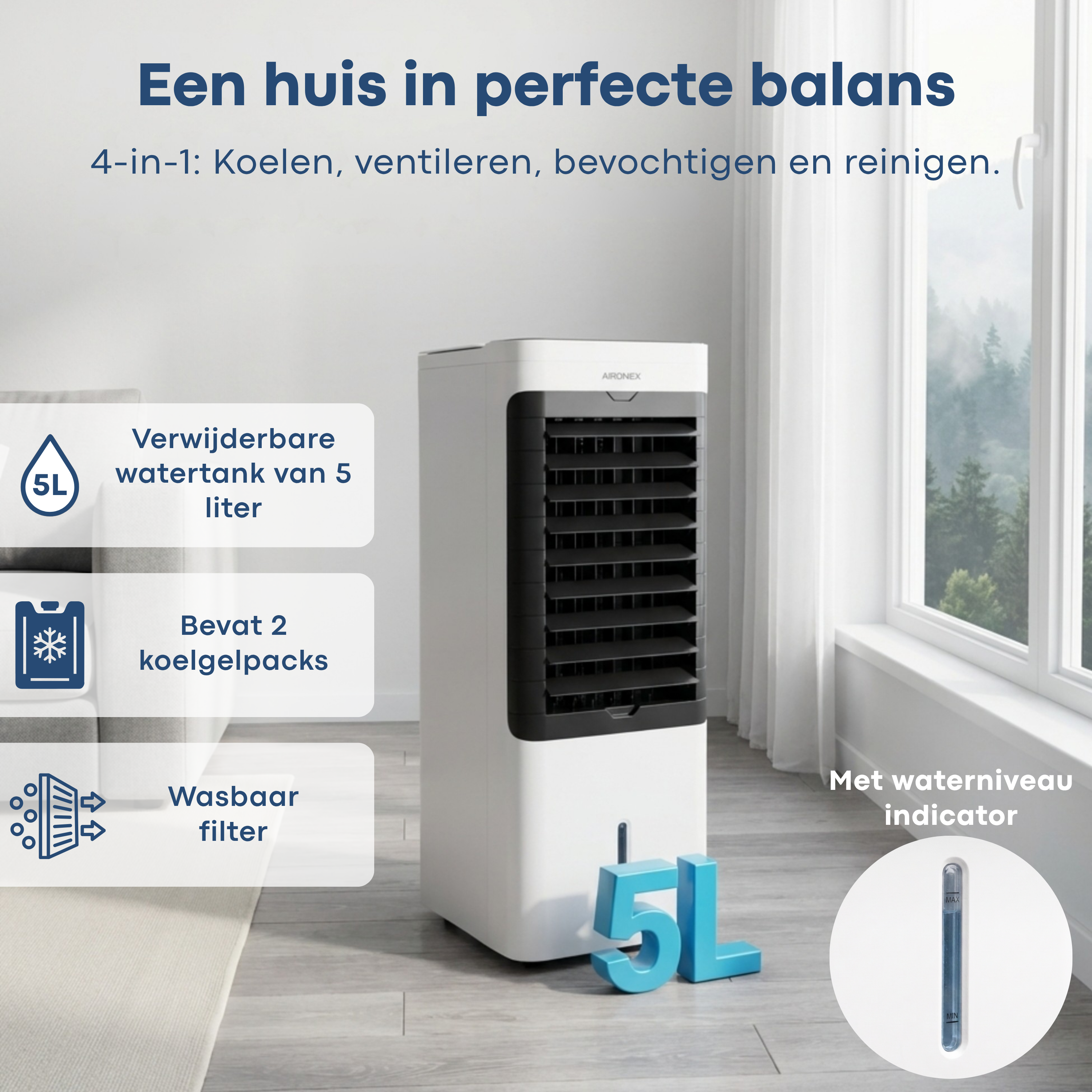 Aironex Aircooler / Luchtkoeler – 5L Watertank -Set van 2 (15% Bundelkorting)